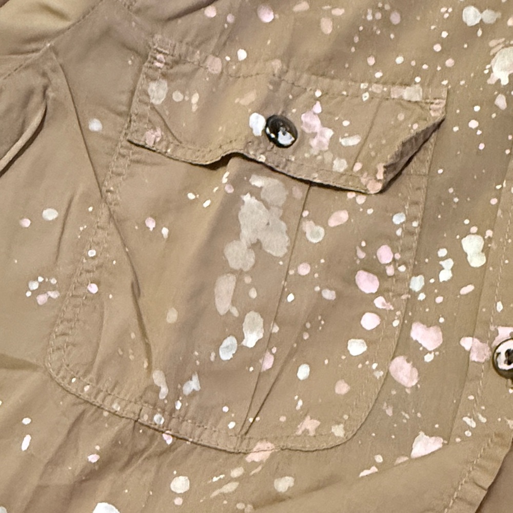 J. Crew Tan and Pink Splatter Casual Shirt - Picture 10 of 14